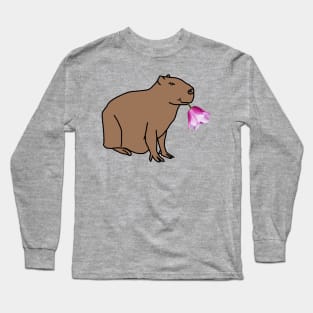 Flower Capybara Long Sleeve T-Shirt